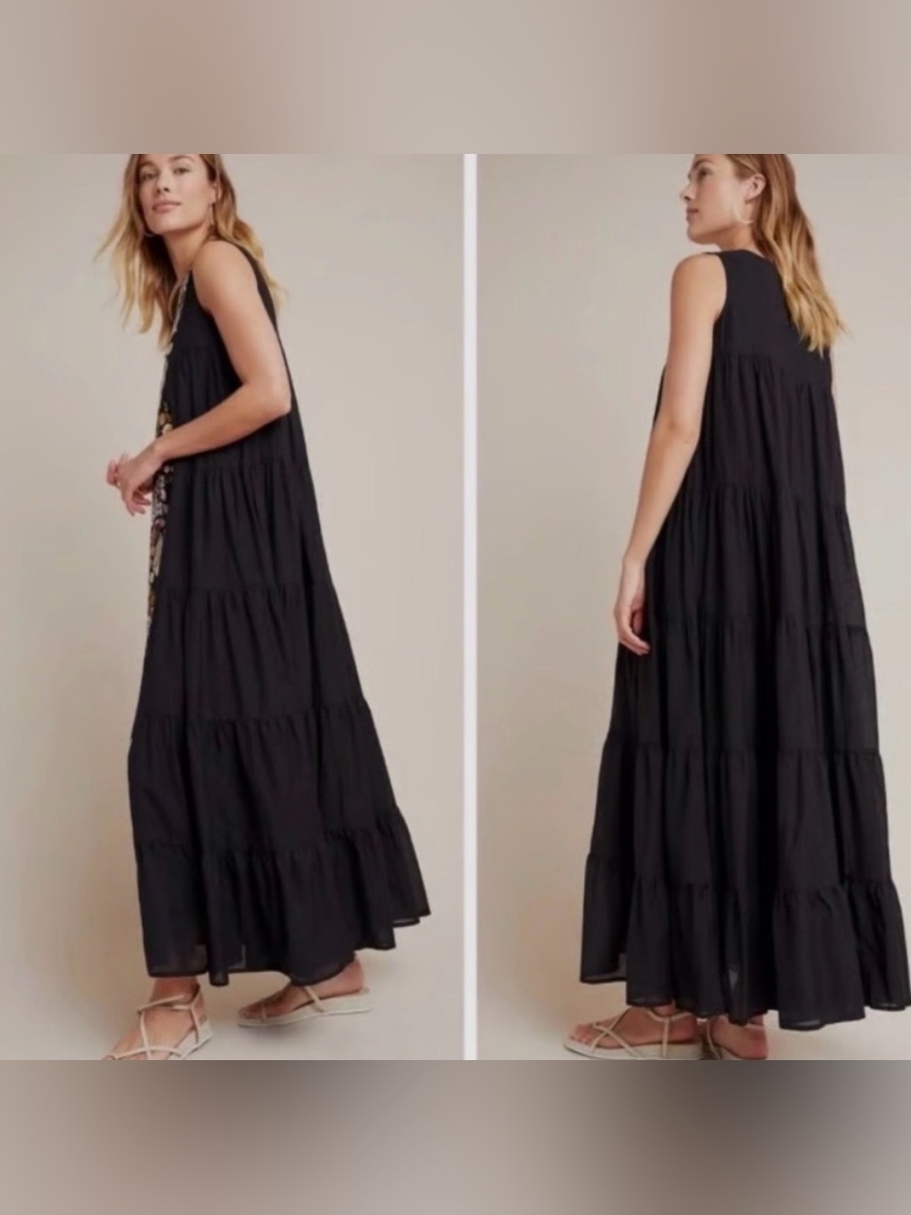 J.Jill Black Tiered Maxi Dress size Med NWT